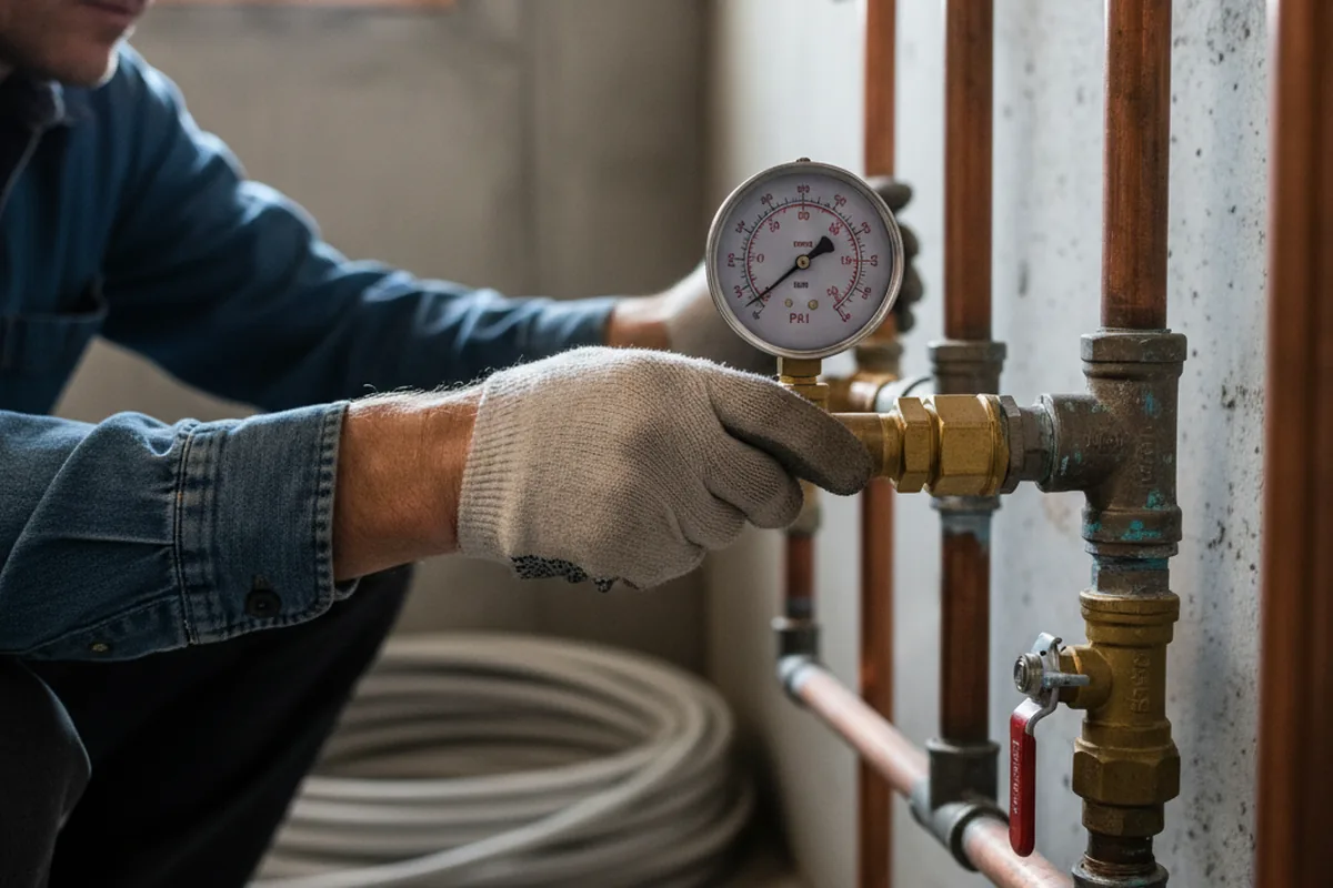 Pressure testing a repaired line during Water Line Repair in West Warwick